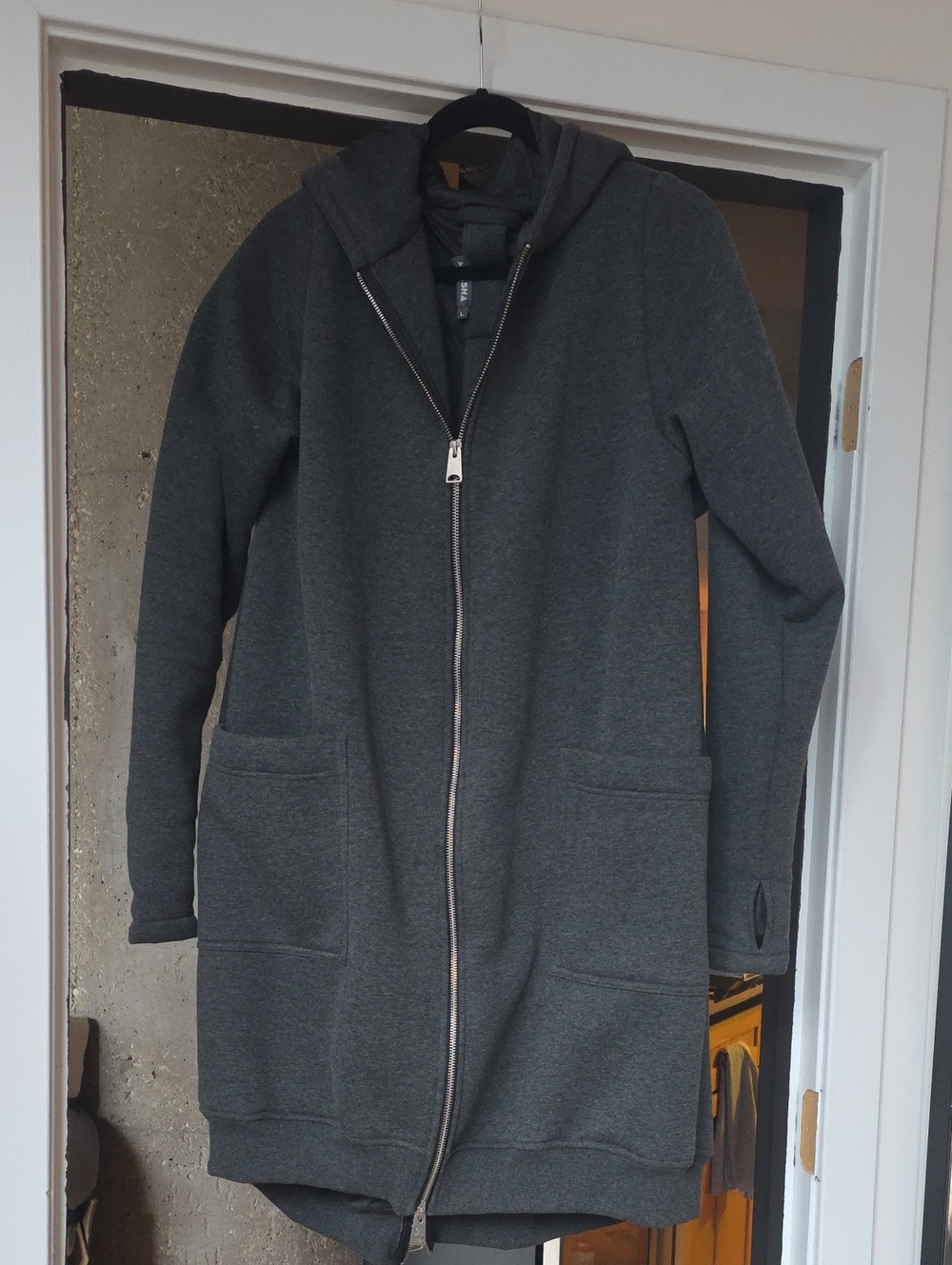 Women’s Aakasha Hooded Long Zip-Up Coatigan - Dark Gray